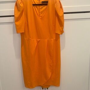 New York & Company Vibrant Orange Midi Dress